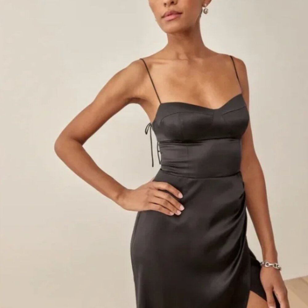 Reformation Marguerite Silk Dress, Black Size 2